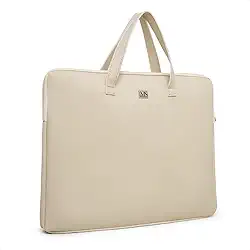 Capa para Notebook de Couro Eco - Case Pasta Compatível com 14/15/16/17 Polegadas, Proteção Anti-Arranhões para Uso Diário, Trabalho e Viagens (Marfim)