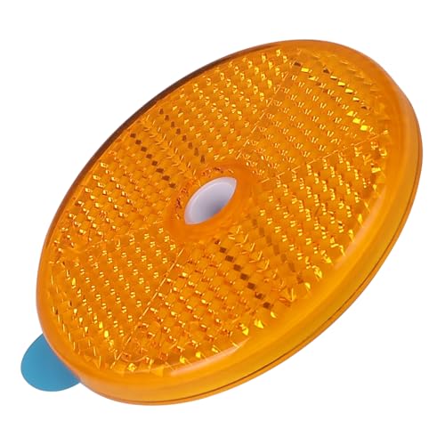 Image of 10 Pack Yellow Self Adhesive and Screw on Round Reflectors, DOT SAE Approval Road Safety Gate Posts Rear Reflectors for Mailboxes Driveway Trailer Caravan Tunnels Truck Tractor Boat Lorry