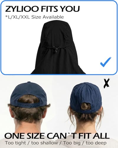 Image of Zylioo XXL Sun Hat for Big Heads, Neck Flap Fishing Cap | Roomier Outdoor Fit-Rear drape and soft crown give fuller head shapes cooler coverage on bright days.