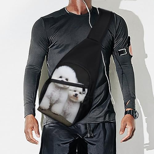Mochila tipo Sling Bichon Frise para senderismo y uso casual miniatura 7