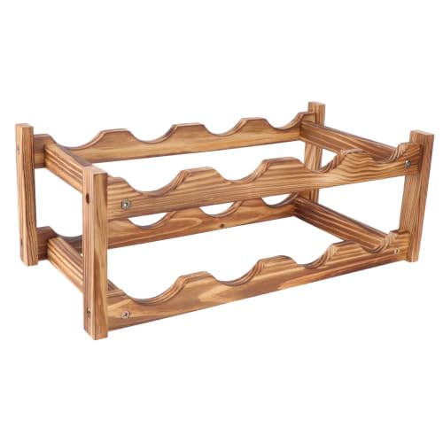 Soporte moderno de madera para botellas de vino doble capa miniatura 1