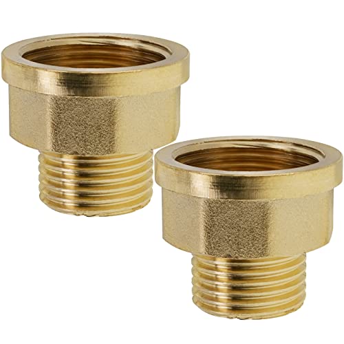 BERANMEY 2 Pack Brass Pipe Fittings 1/2 to 3/4 Pipe Reducer Adapter Coupler 1/2 NPT Male Pipe x 3/4 NPT Female Pipe Fitting
