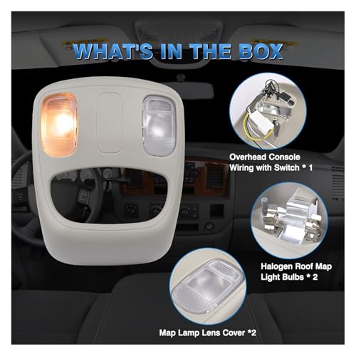 Plafonnier pour Dodge Ram 2002-2010 avec lampe de lecture de carte console - 4