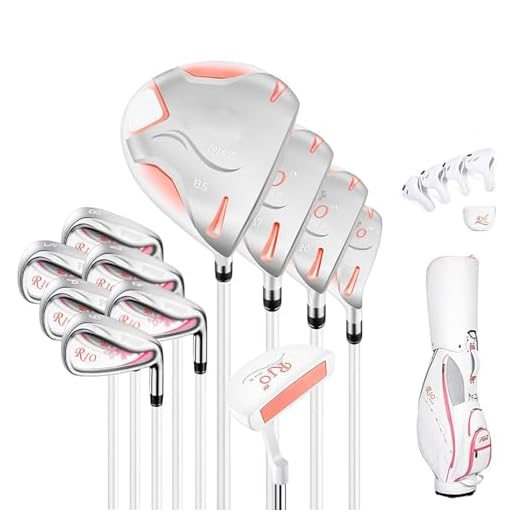 Ladies Full 11 Piece Golf Clubs Bundle Includes Titanium Golf Clubs, Fairway Woods No.3 & No.5, 4 Hybrid, Iron #6-9, Putter and Golf Bag for Women