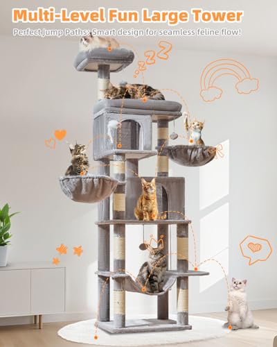 Torre de Gatos Taoqimiao 77 Pulgadas para Gatos Grandes miniatura 7