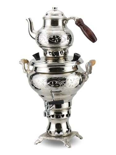 Handcrafted Copper Samovar 1.4 Quart (1.3 Liters) with Elegant Engravings