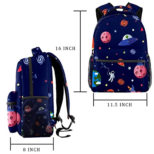 Sac à dos lune spatiale multicolore pour filles et garçons avec poches