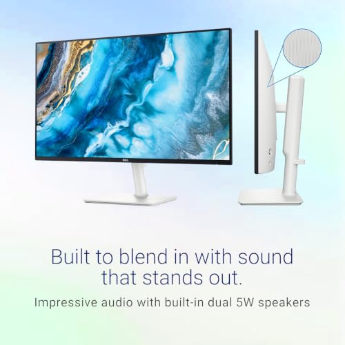 Image of Dell S27 inch QHD Monitor, 100Hz, IPS Panel, 4ms, 99% sRGB, 1500:1 Contrast Ratio, VESA, Low Blue Light, 2 x HDMI, 1x DisplayPort, 2x5W Speaker, Ultra-Thin bezels, Height /Tilt /Swivel /Pivot, White