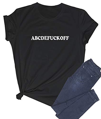 BLACKOO Women Funny Graphic Printed Tshirts Cute Tops Black Small