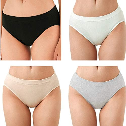 JOJOANS Women High-Cut Brief Panty Seamless Underwear Comfort Covered Briefs (4Pack)