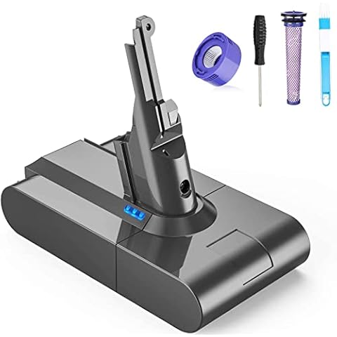 FLYLINKTECH V8 Battery Replacement 6000mAh V8 SV10 Li-ion Battery for V8 Absolute Fluffy Animal SV10 Cord-Free Handheld Vacuum Cleaner with 2 pack Filters+Cleaning brush+Screwdriver Cover