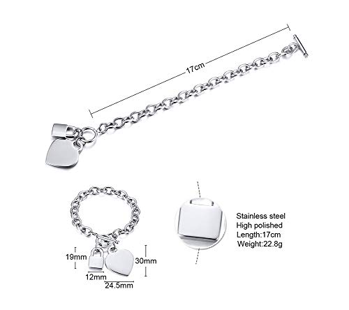 Vnox Personalized Initial Name Stainless Steel Trendy Cable Chain Bracelet With Padlock Heart Charm And Toggle Clasp Closure #TOP1