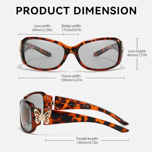 SIPHEW Photochromic Polarized Sunglasses for Women, Trendy Shades Butterfly Decors UV400 Protection for Driving Outdoors4