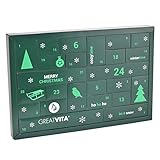 Fitness Adventskalender Premium 2022 Edition / Produktvielfalt an Sport & Fitness, 24 hochwertige Überraschungen - Proteinreiche Produkte für die Weihnachtszeit / GreatVita