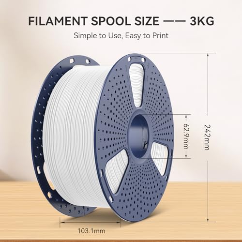 Image of SUNLU 3kg 3D Printer Filament PLA Plus 1.75mm, 3kg(6.6lbs) Large Spool PLA+ Filament for Big Project, Dimensional Accuracy + /- 0.02mm, Neatly Wound Filament, Fit Most FDM Printer, 3KG-1 Pack, Grey
