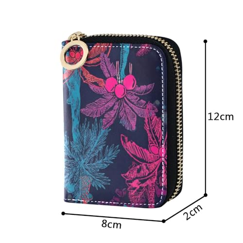 Dark Pink Blue Palm Trees Women's Wallet Small RFID Blocking Credit Card Wallets Leather Coin Change Purse with Zipper3