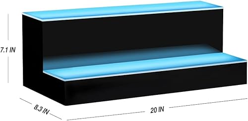 Miniatura 30 de Estante de exhibición de botellas de licor con luz LED desmontable de 24 pulgadas, 3 escalones, estante para botellas de licor, compatible con banco