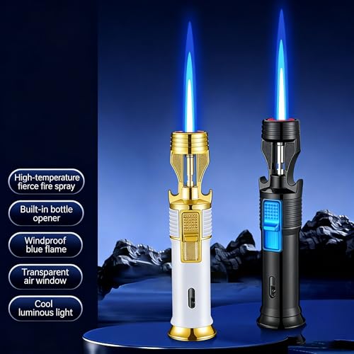 Encendedor de butano resistente al viento con abrebotellas integrado para camping 4