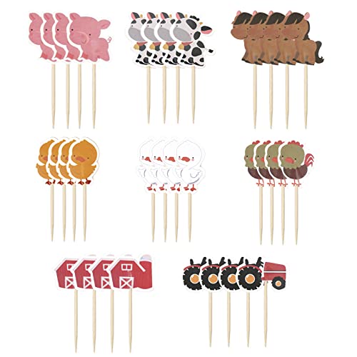 Rairsky 72 Decorazioni Per Torte A Forma Di Animali Della Fattoria, Per Compleanno, Per Bambini