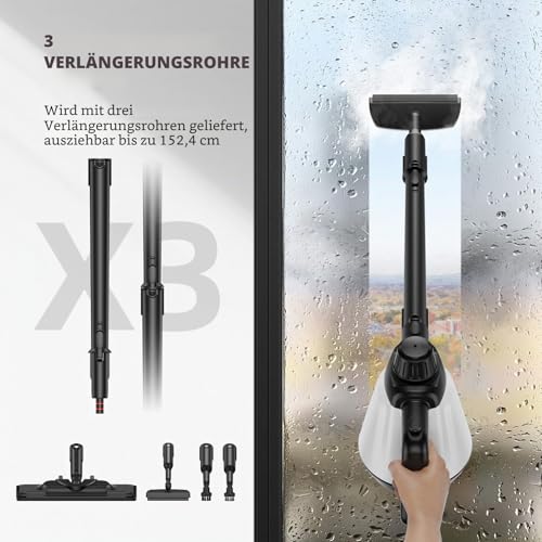 Dampfreiniger, Handdampfreiniger mit 12 Zubehörteilen, 350 ml Wassertank und 3,5 Bar Dampfdruck, Chemiefreier Haushaltsdampfreiniger für Zuhause, Küche, Bad, Fenster, Böden und Auto