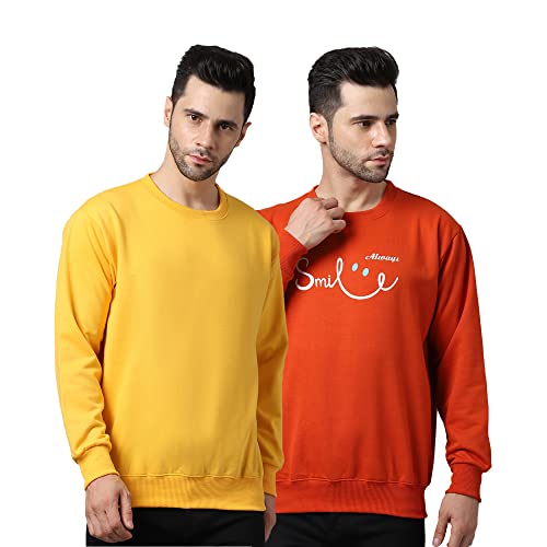 Image of Mack Jonney Fleece Round Neck Printed Sweatshirt for Men (Pack of 2)-SW RRN YLW 46 BLU 02-P