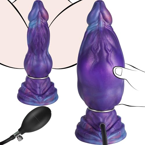 Monster Dildo Inflatable Fantasy Knot Dildo with Adjustable Thickness Huge Thick Anal Plug with Strong Suction Cup Horse Butt Plug for Prostate & Anal Training Adult Sex Toys for Women & Men WIEUL
