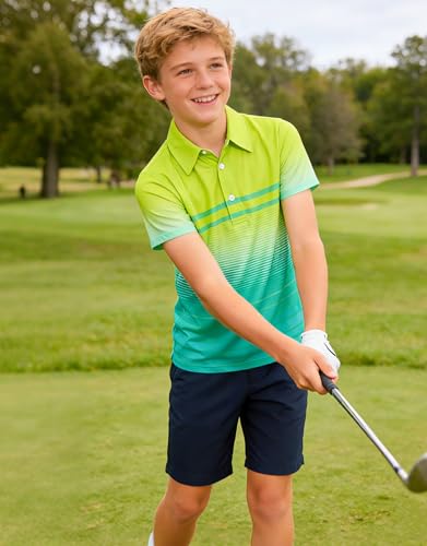 westwolf Boys Hawaiian Polo Shirt Golf Yellow Blue Stripes 7-8 Years - image 4