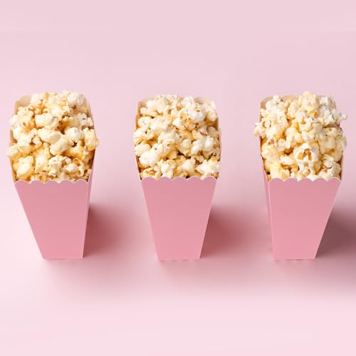 Image of 50 Pcs Pink Popcorn Boxes Mini Paper Popcorn Box Cardboard for Party Disposable Snack Candy Holder for Movie Nights Birthday Wedding (Light pink)