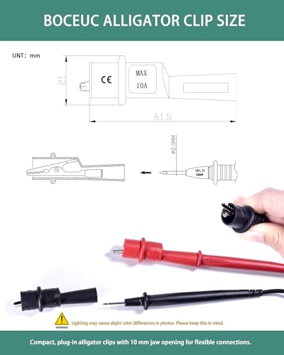 Image of Multimeter Alligator Clips, Insulation Alligator Clip Set for 2mm Diameter Probe Tips Electrical Testing