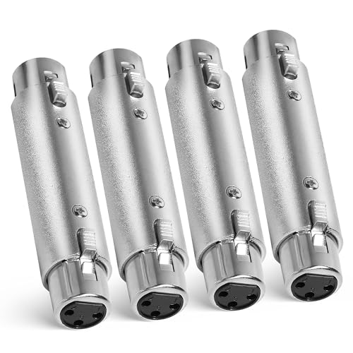 Togconn XLR Female Adapter 4 Pack, 3-Pin Gender Changer Connector, Mic Barrel Extension, Microphone Cable Adapter