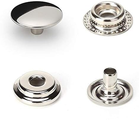100pcs 15mm Stainless Steel Fastener Snap Press Stud Cap Button Marine Boat Canvas Line 24(4 Components, 5pcs for Each)