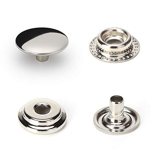 100Pcs 15Mm Stainless Steel Fastener Snap Press Stud Cap Button Marine Boat Canvas Line 24(4 Components, 5Pcs For Each) #TOP3