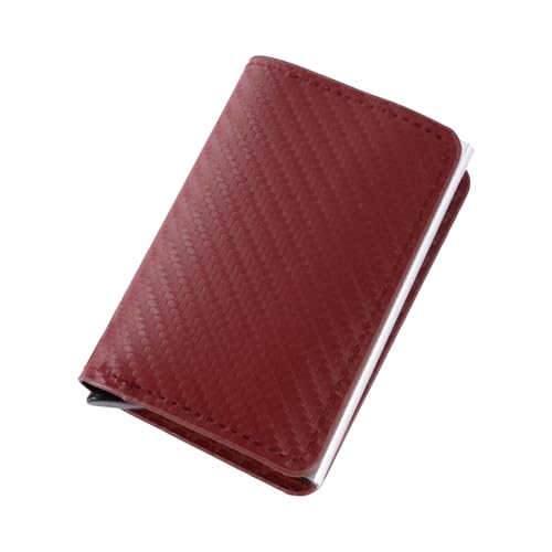 Credit Card Holder for Men, Pop Up Wallet Card Holder for Business, Working, (3.8 x 2.4 Inches) Red
