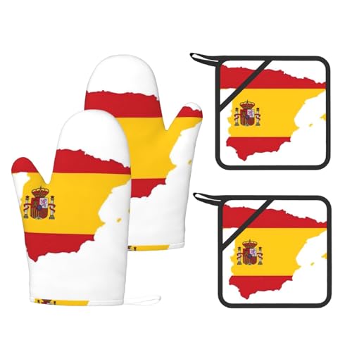 Manique silicone drapeau espagnol et dessous de plat souples | Lot de 4 - 2