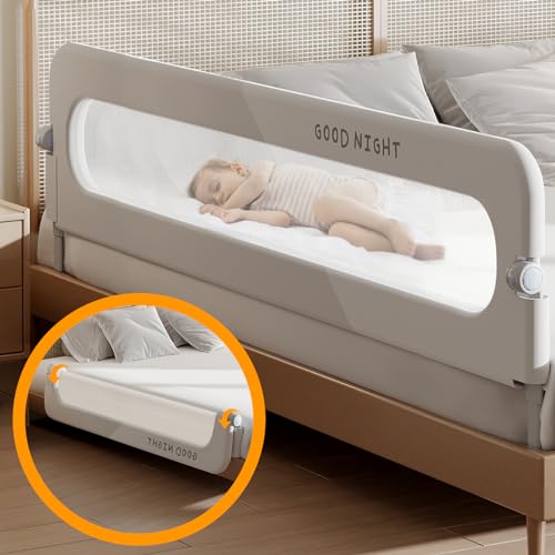 Image of strenkitech Foldable Toddler Bed Rails - Kids Guard Bumper for Crib Safe Bed Side Rail for Twin Queen King Full Size Beds (59inch)