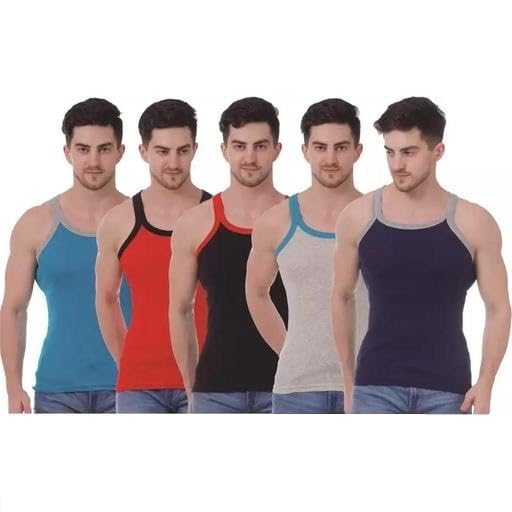 Trendy Men's Cotton Vest Pack of 5 Sando Ganji | Sleeveless Gym Vest Inner for Men-picture-31