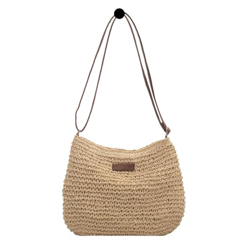 Genérico Bolso de paja de verano, bolsos de paja natural, bolsos con, diseño ligero tejido a mano, perfecto para el trabajo en la playa, compras, excursiones, citas, vacaciones, accesorios casuales p