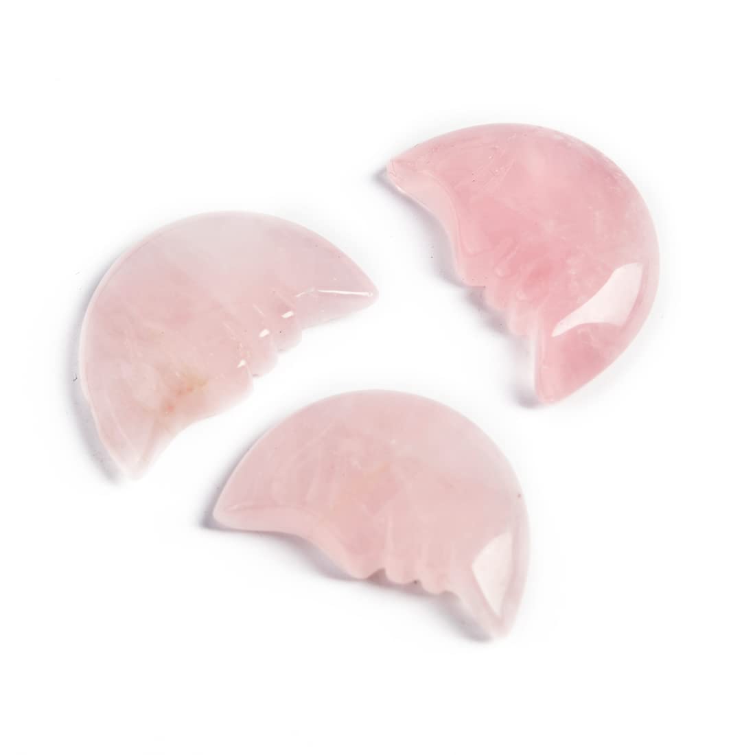 NUZUJXHand Made Natural Quartz Crystal Stone Crescent Moon Carving Healing Collection Jewelry,Pack of 3