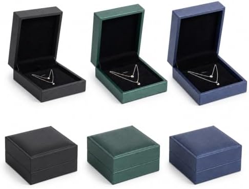 WINDAWNKE PU Leather Necklace Pendant Box, 2.8" x 3.3" x 1.5" Royal Blue — view 2