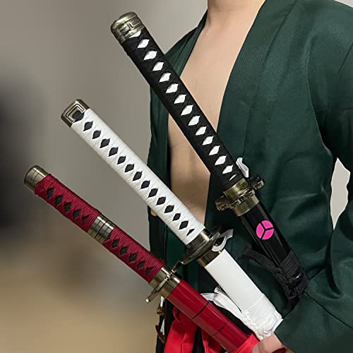 Image of 3pc Set Roronoa Zoro Swords with Display Stand,Kitetsu,Wado Ichimonji,Shusui,Anime Samurai Cosplay Sword,Wooden Blade Katana