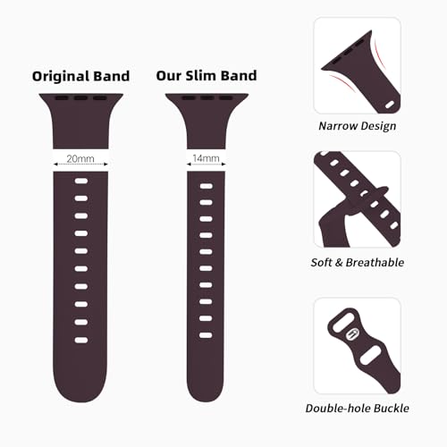 Image of Thin Silicone Band Compatible with Apple Watch 41mm 38mm 40mm 46mm 45mm 42mm 44mm, Slim Narrow Replacement Sport Strap Wristband for iWatch Series 11 10 9 8 7 6 5 4 SE Ultra 3 2 1 Women Men