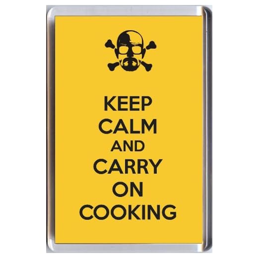 Imán para nevera con texto en inglés "Keep Calm and Carry On" de nuestra gama Keep Calm and Carry On. Una idea única de regalo de cumpleaños o Navidad para un fan de la serie de TV Breaking Bad