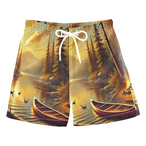 Lake Sunrise Fire Boys Swim Trunks Quick Dry Toddler Swimsuit Boy Swimwear Board Shorts Bathing Suits S Multi