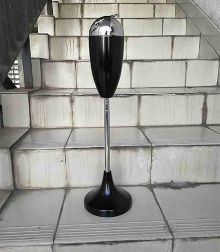 Cenicero de pie autolimpiable para exteriores con tapa para patio, color rojo, altura ajustable, desmontable, cenicero de pie para patio de casa