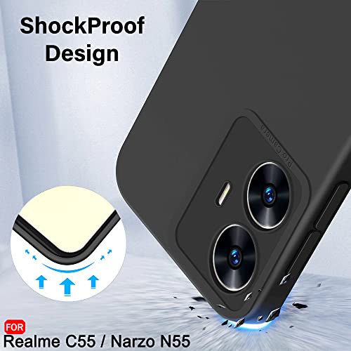 Image of TheGiftKart Liquid Silicon Back Cover Case for Realme Narzo N55 / Realme C55 | Stylish Camera Protection Module | Micro-Fibre Lining Inside | Shockproof Back Cover for Realme C55 (Silicone, Black)