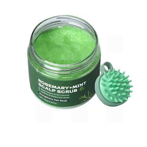 LBOYLOVE Rosemary Scalp Scrub with Mint Oil Mint Scalp Exfoliator Scalp Cleansing Nourishing Prevent Hair Loss Dandruff and Build-Up Remover Scrub Cream with Scalp Massager 100g