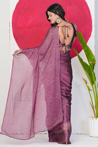 Image of MIRCHI FASHION Women Saree | Chiffon Batik Printed Breathable Regular Use Sari with Blouse