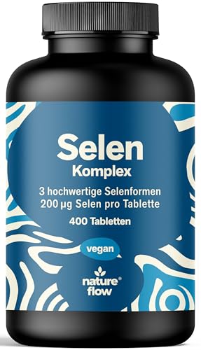 Selen hochdosiert 3-Fach-Komplex - 400 Tabletten - 200µg Selen aus drei Quellen (Selenhefe, Selenmethionin, Natriumselenit) - vegan & produziert in Deutschland