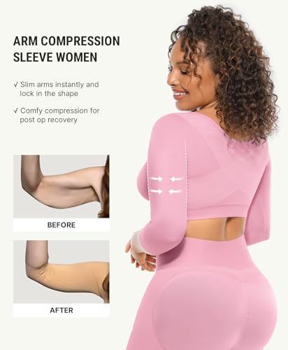 Image of FeelinGirl Arm Shaper for Women Post Surgery Arm Lipo Compression Sleeves Slimming Arm Faja Front Closure Shapewear Bra