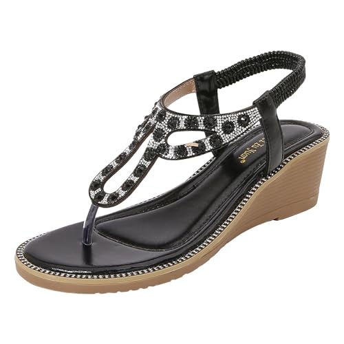 Sandales d'été pour femmes avec plateforme en strass chic